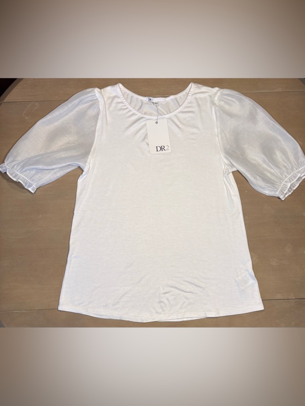 5/$30 DR2 by Daniel Rainn White Short-Puffy Sleeve Crew Neck Tee Small NWT